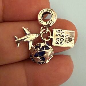 Pandora Silver and Blue Travel Charm